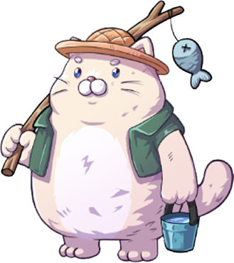 Cat with fishing rod
